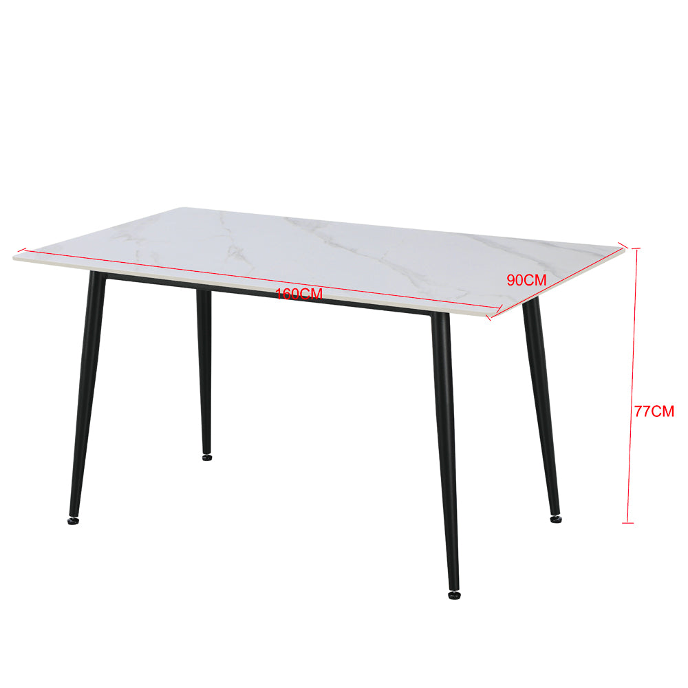 Tavolo da pranzo 160×90 cm in ceramica effetto marmo nero con venature oro e gambe nere Kilo