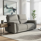 Divano recliner elettrico 3 posti tessuto grigio 205 cm Velveta