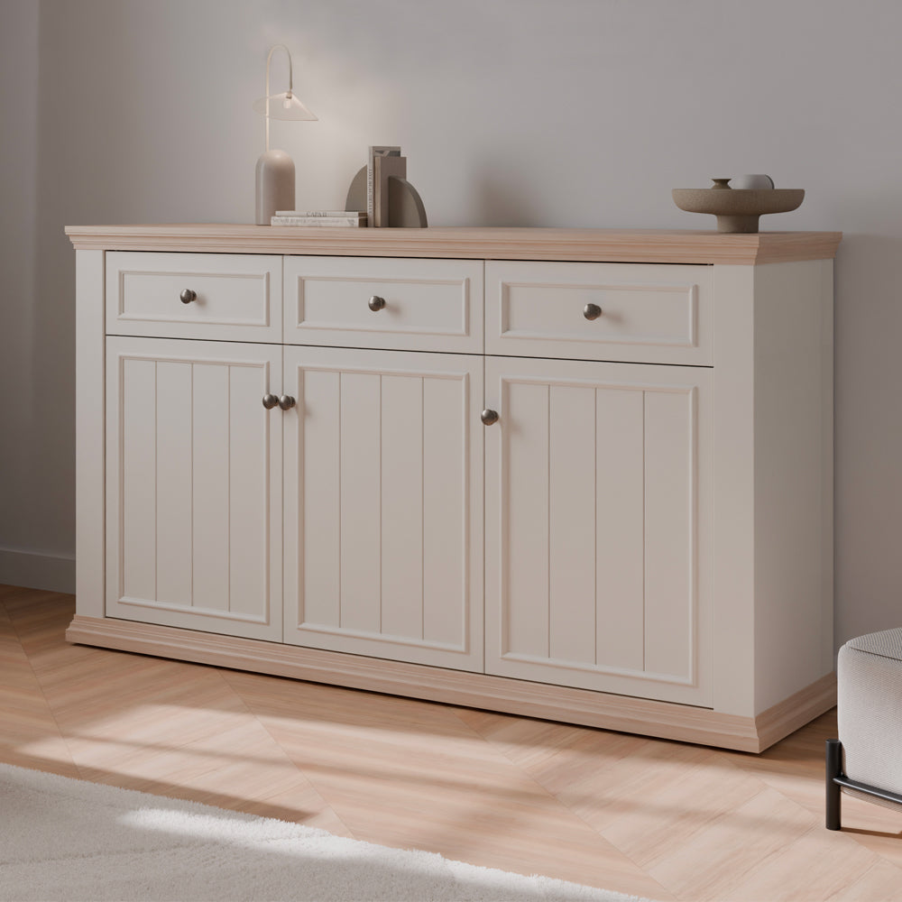 Madia 3 ante e 3 cassetti colore bianco e rovere 169 cm Essenza