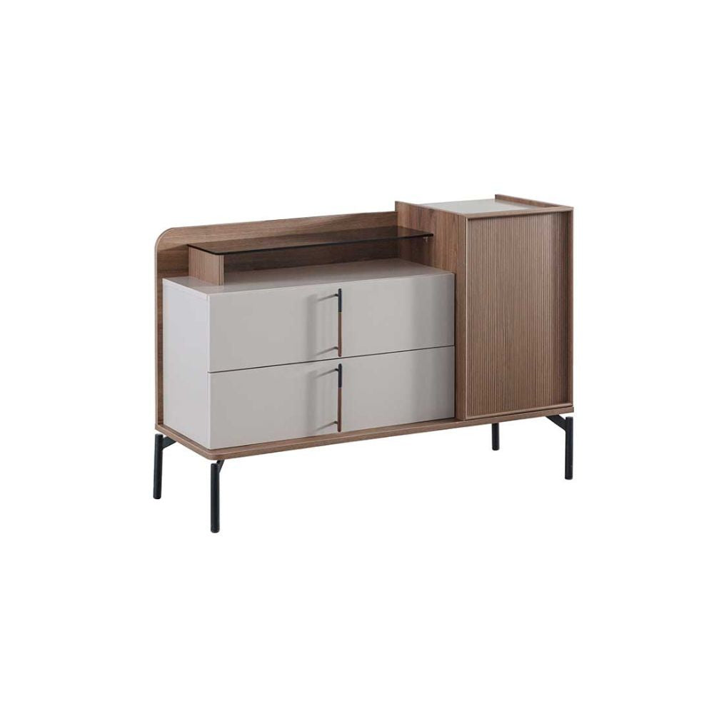 Camera da letto con letto contenitore e armadio con specchi colore beige e kaplan - Vega