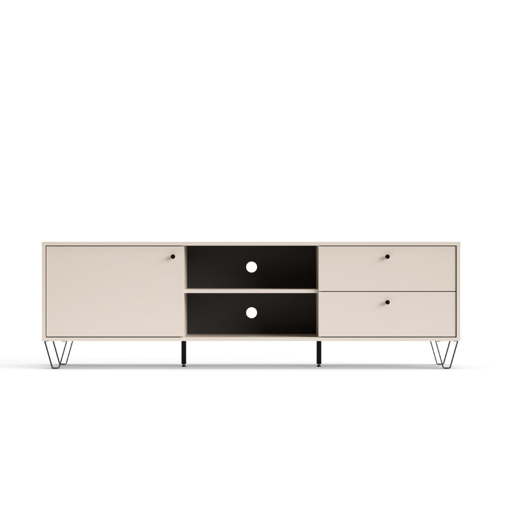 Mobile porta TV con anta cassetti e vano a giorno colore cashmere 182 cm - Aldo