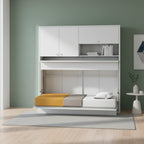 Lit escamotable simple avec bureau coulissant couleur blanc 207 cm - Nitro