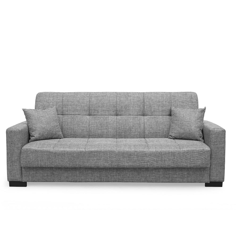 Canapé convertible 3 places coffre tissu gris 225 cm - Malpensa