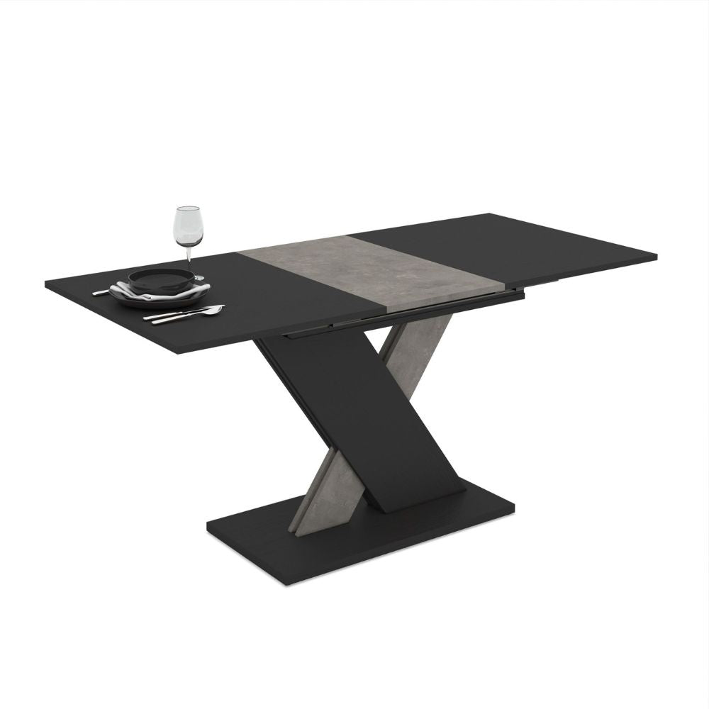 Tavolo allungabile colore nero con dettaglio cemento 120x75 cm Axi
