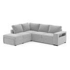 Divano angolare reversibile con funzione letto e bracciolo contenitore colore grigio - Jemmy