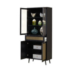 Vitrine 80x195h cm avec 4 portes et tiroir couleur noire avec façades effet cannage - Vienna52A
