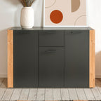 Madia 3 ante e 1 cassetto colore antracite con laterali in rovere artisan Cento01B