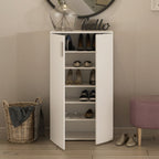 Meuble à chaussures polyvalent à 2 portes et 5 étagères couleur blanche 69x34x120H Lucio