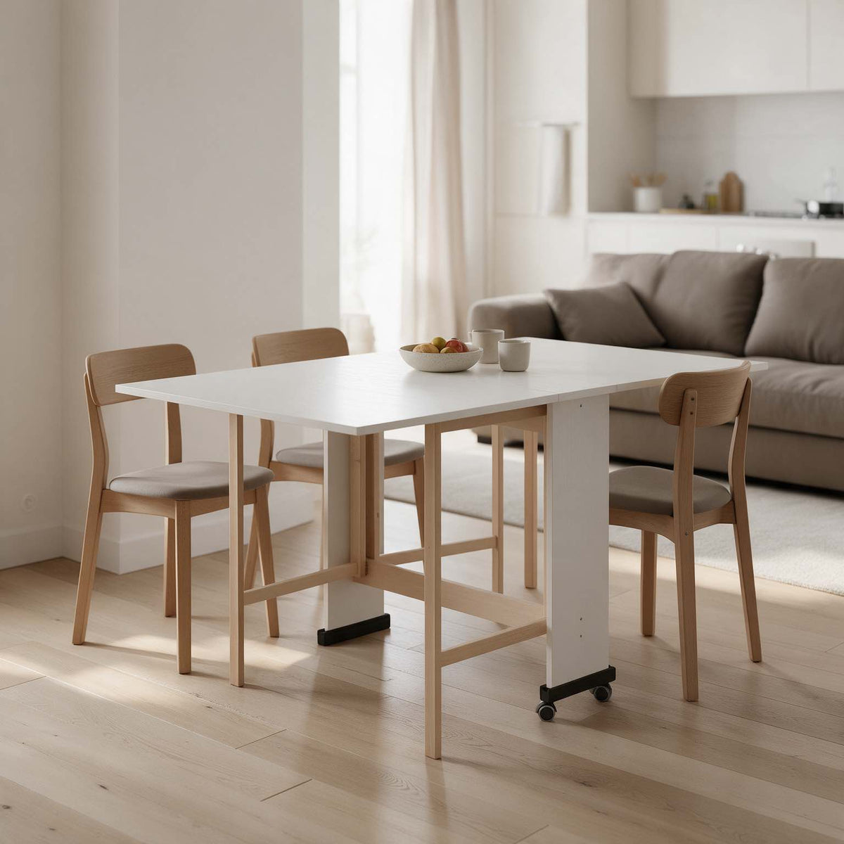 Platzsparender Klapptisch Esche weiß 24x90x78H cm - Vairo