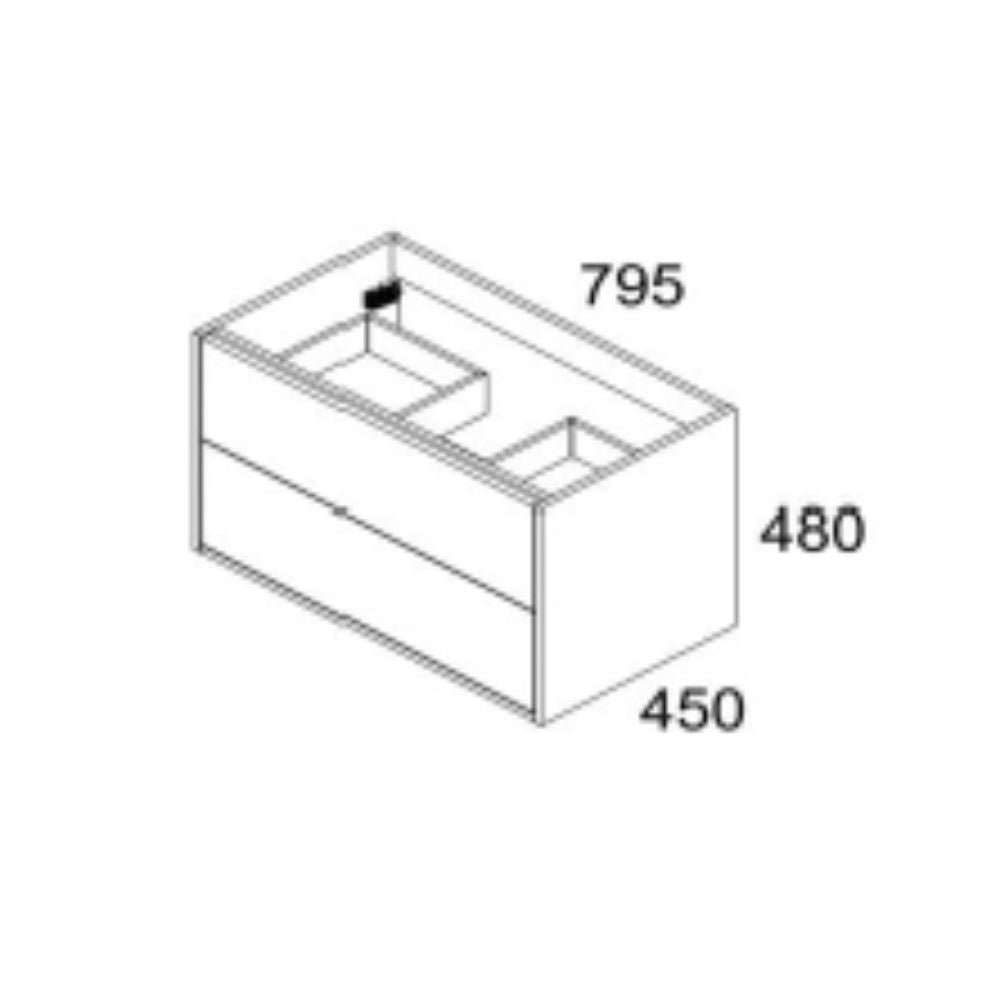 CNB071NG HÄNGENDER BADEZIMMERSCHRANK PUSH 80*45*48 CM MIT ZWEI SCHUBLADEN MATTSCHWARZ