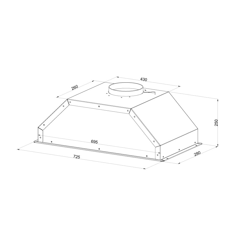 Cappa sottopensile integrata Gruppo70 TB0272SAC luce led 3 livelli velocità colore silver classe D Samet