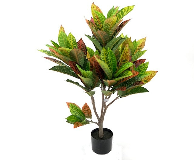 Pianta artificiale con 97 foglie colorate 110H cm - Croton