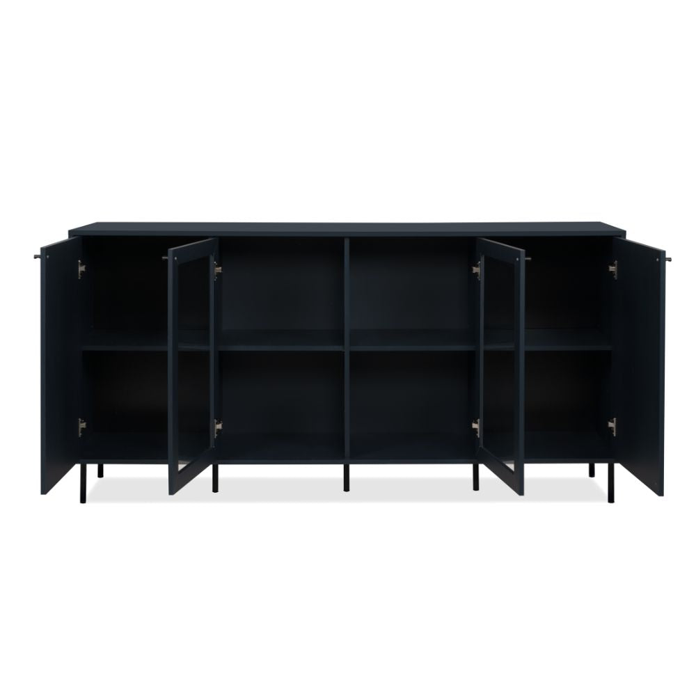 Moderne Anrichte 180cm mit Glastüren und Böden in Marineblau – Caracas