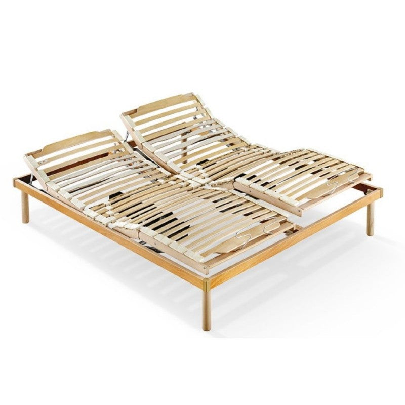 Rete matrimoniale elettrica 160x190 cm in legno con alzatesta e piedi regolabili