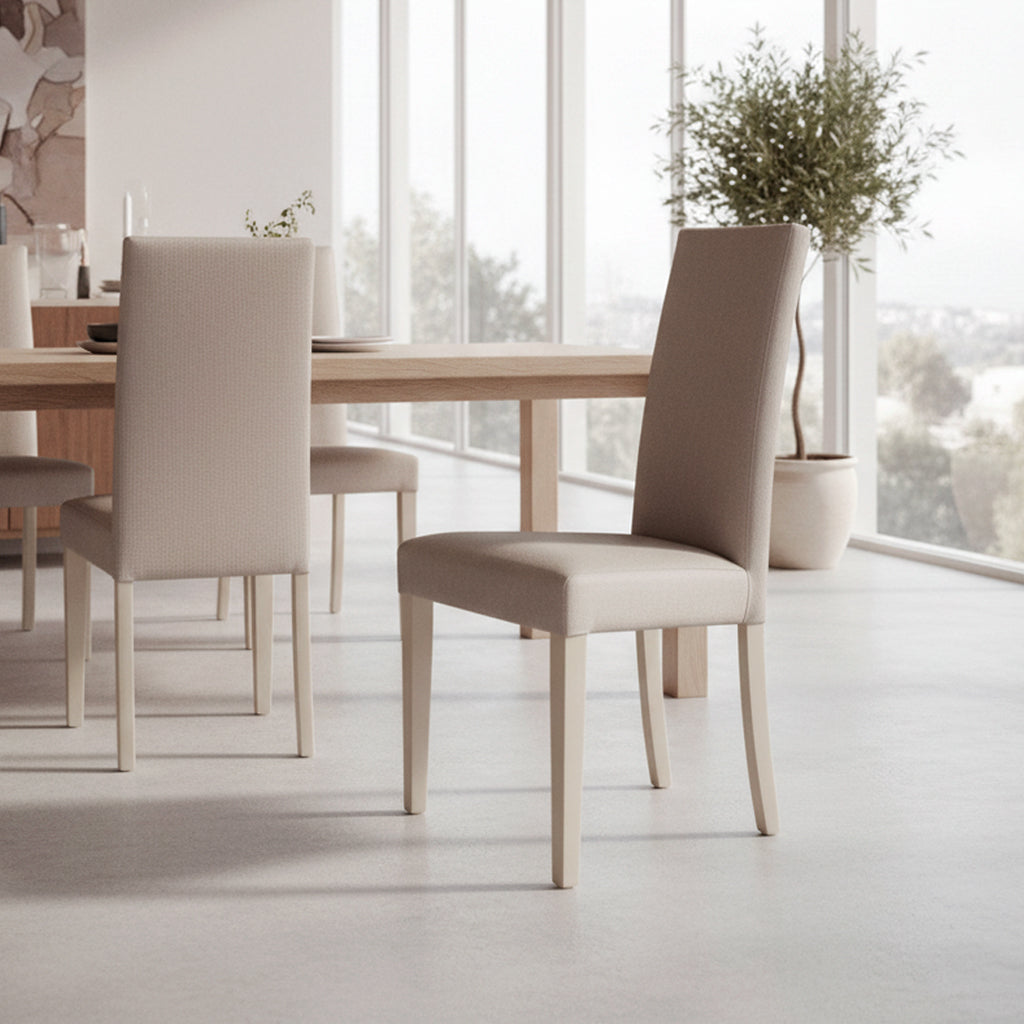 Set 2 sedie moderne con rivestimento in tessuto color tortora - Nancy