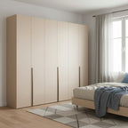 Armadio 6 ante battenti con ripiani e aste appendiabiti H 245 cm colore cashmere Modular