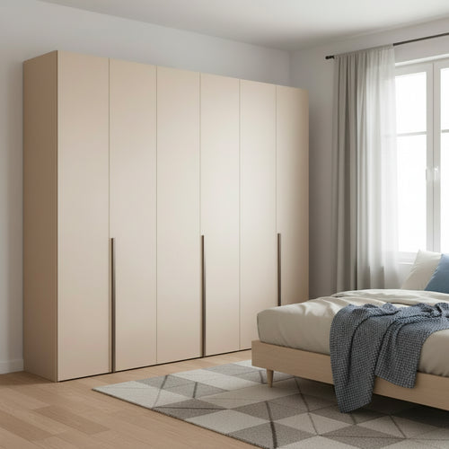 Armadio 6 ante battenti con ripiani e aste appendiabiti H 245 cm colore cashmere Modular