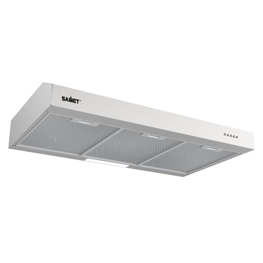 SAMET UNTERBAUHAUBE 90 CM EINZELMOTOR EDELSTAHLFARBEN