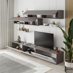 TV-Wohnwand mit Türen und Einlegeböden in Weiß und Light Mocha 260 cm - Mokat