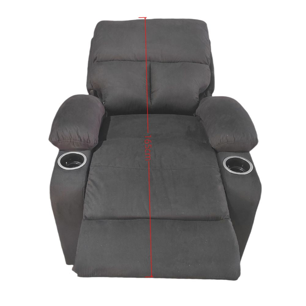 Poltrona recliner manuale colore nero con porta bicchieri Ninetta