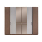 Camera da letto con letto contenitore e armadio con specchi colore beige e kaplan - Vega