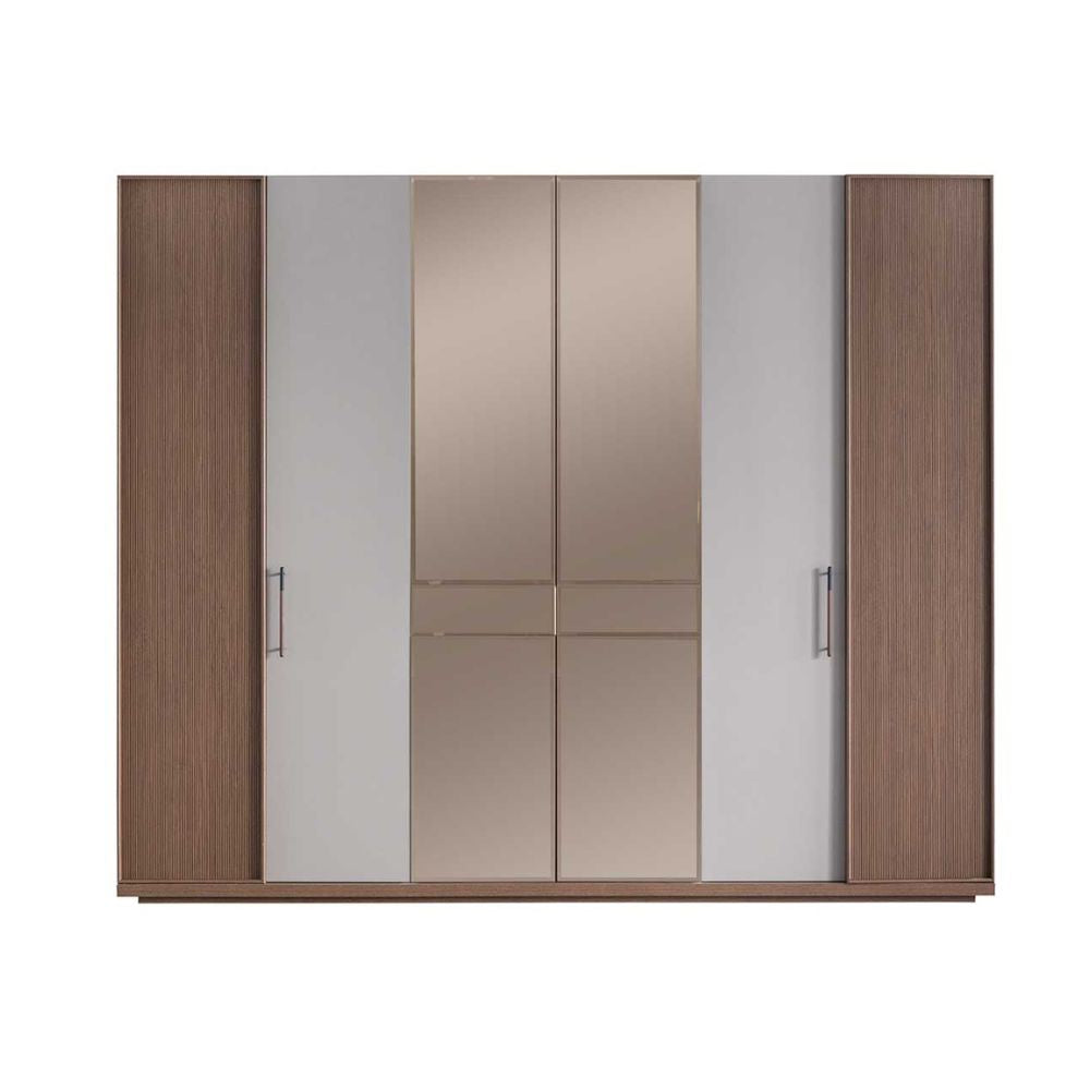 Camera da letto con letto contenitore e armadio con specchi colore beige e kaplan - Vega