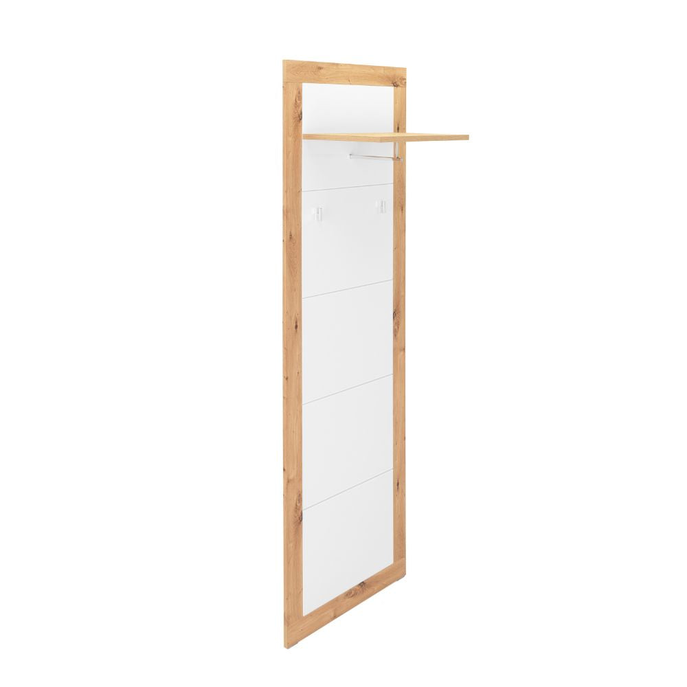Panneau porte-manteaux 60x190h cm pour entrée couleur chêne et blanc - Wien 43