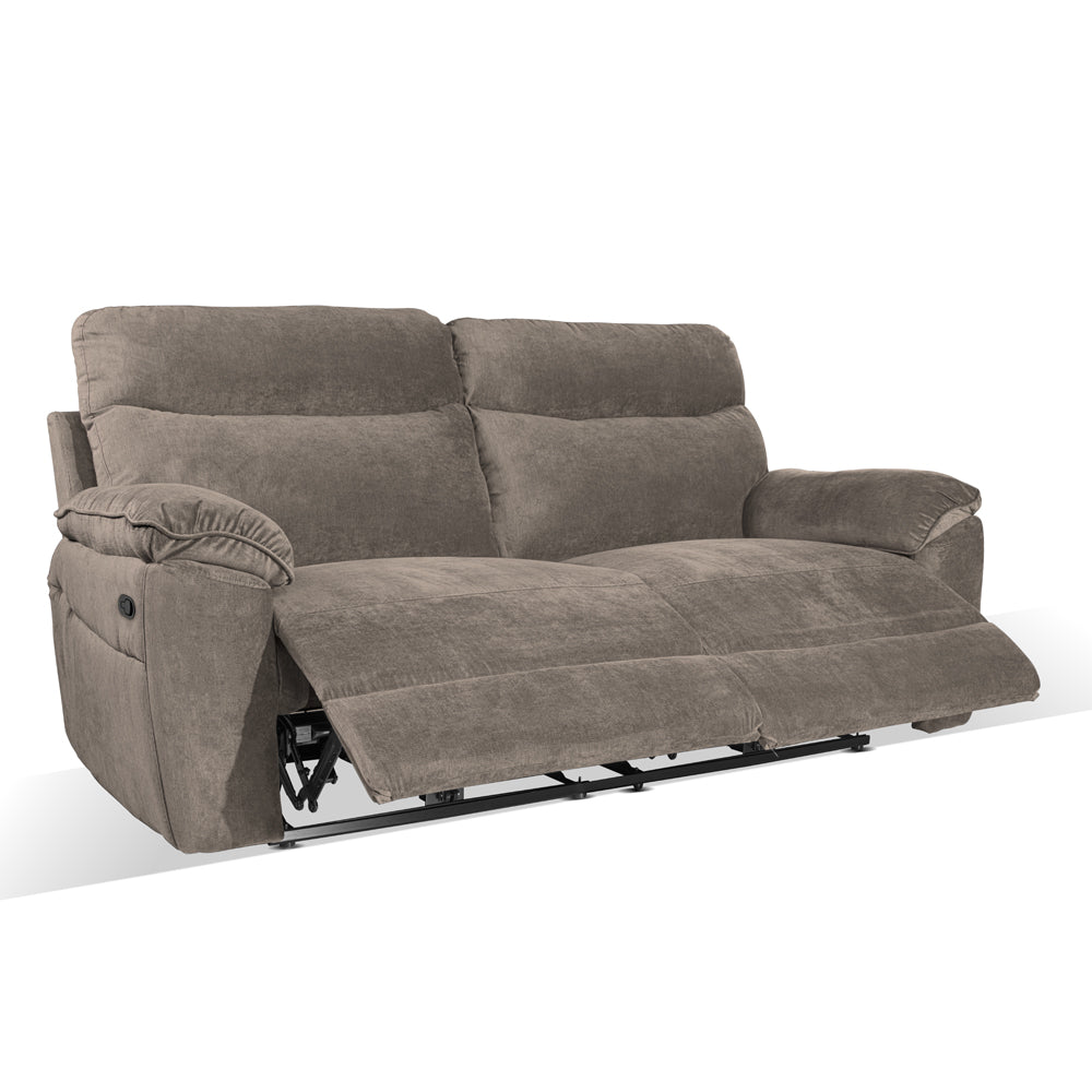Elektrischer 3-Sitzer-Relaxsofa, Stoff Barrel21 Taupe Boston 200x100x102H