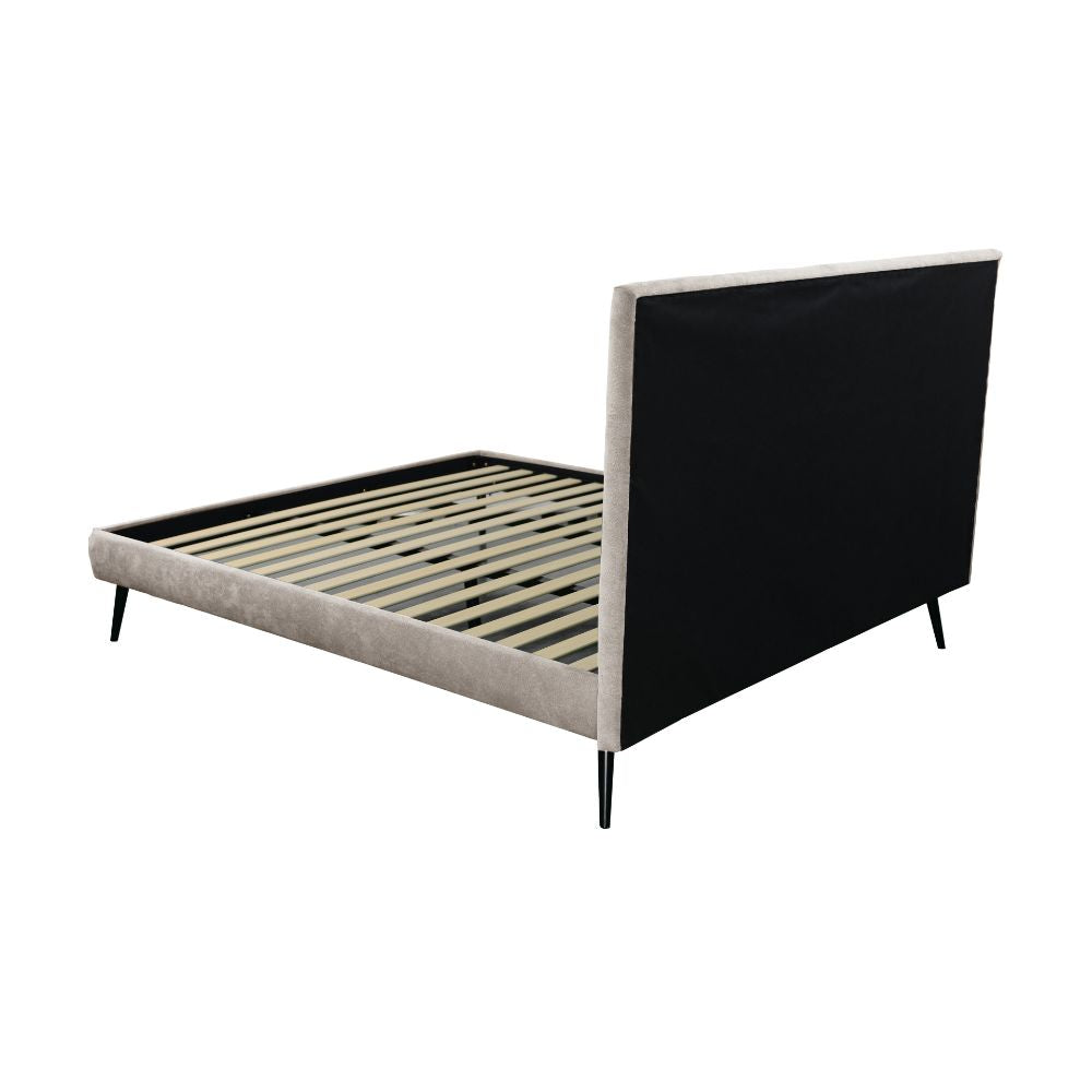 Letto matrimoniale con rete inclusa in tessuto colore tortora Stiletto