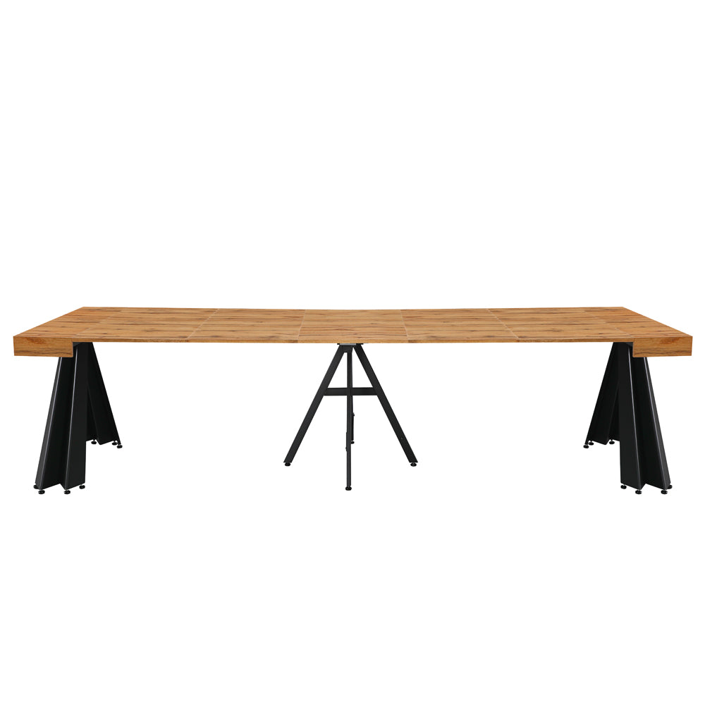 Consolle allungabile piano rovere e gambe in metallo nero Kresio
