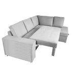 Divano letto angolare con penisola contenitore in tessuto grigio chiaro 248x176x92H Bali
