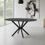 Tavolo rotondo allungabile nero ardesia con gambe nere in metallo 110x110x76H Diano