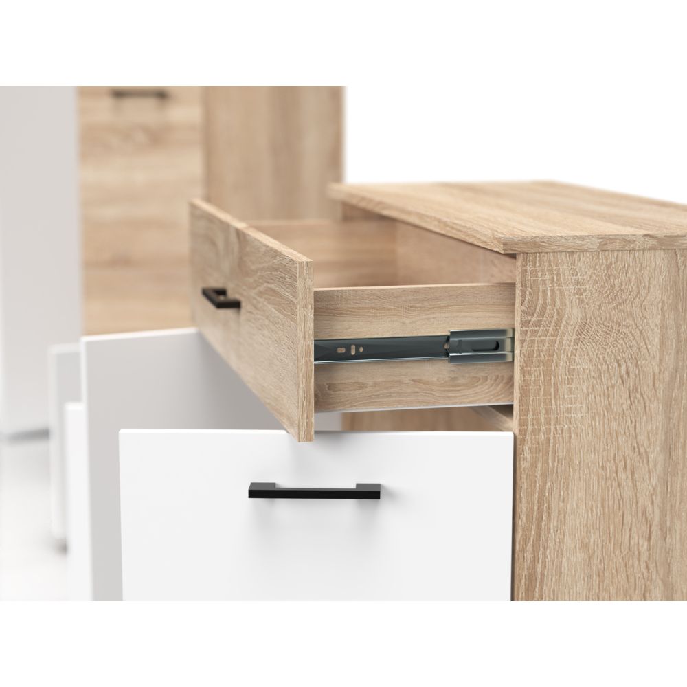 Mobile multiuso 2 ante e 1 cassetto colore bianco e rovere 80x35x84H Irys
