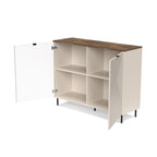 Credenza 2 ante design geometrico colore cashmere e top rovere Mirage01