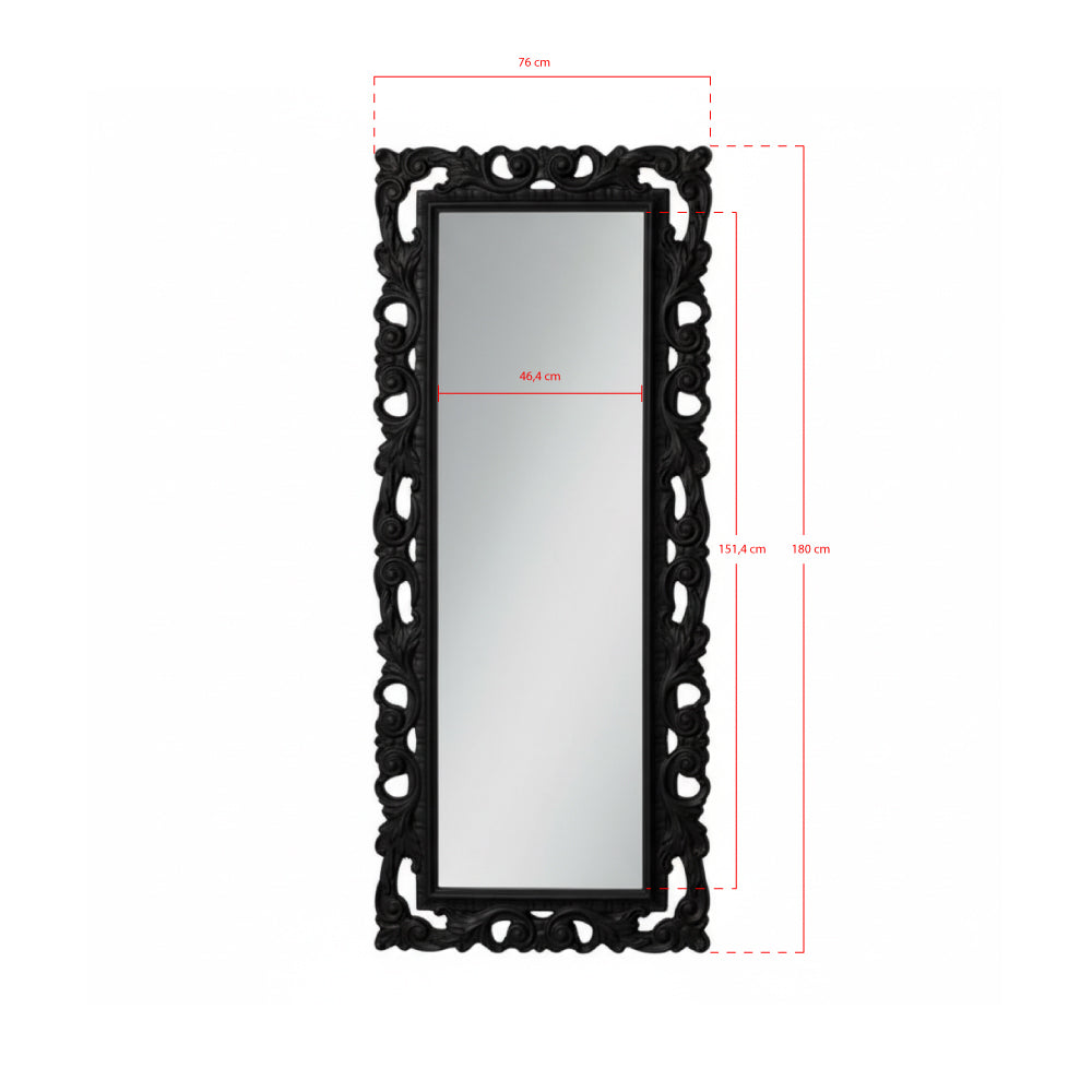 Specchiera 76x180 cm. colore nero lucido Anna