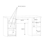 Scrivania con 3 cassetti e un’anta 138x60x75 colore bianco Domitilla