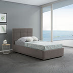 Letto singolo con contenitore tessuto colore tortora Napoli