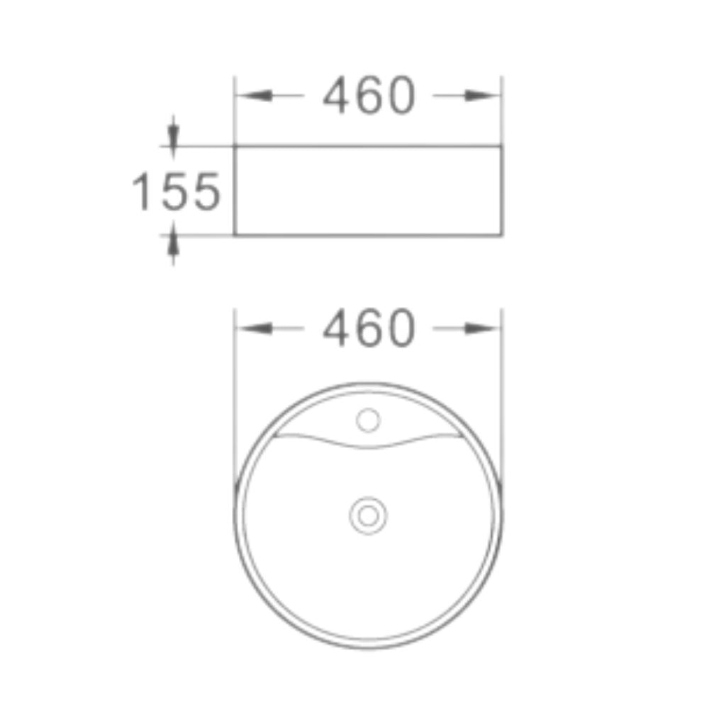 Rundes Aufsatzwaschbecken 1 Becken aus glänzend weißer Keramik 46x46 LAV618