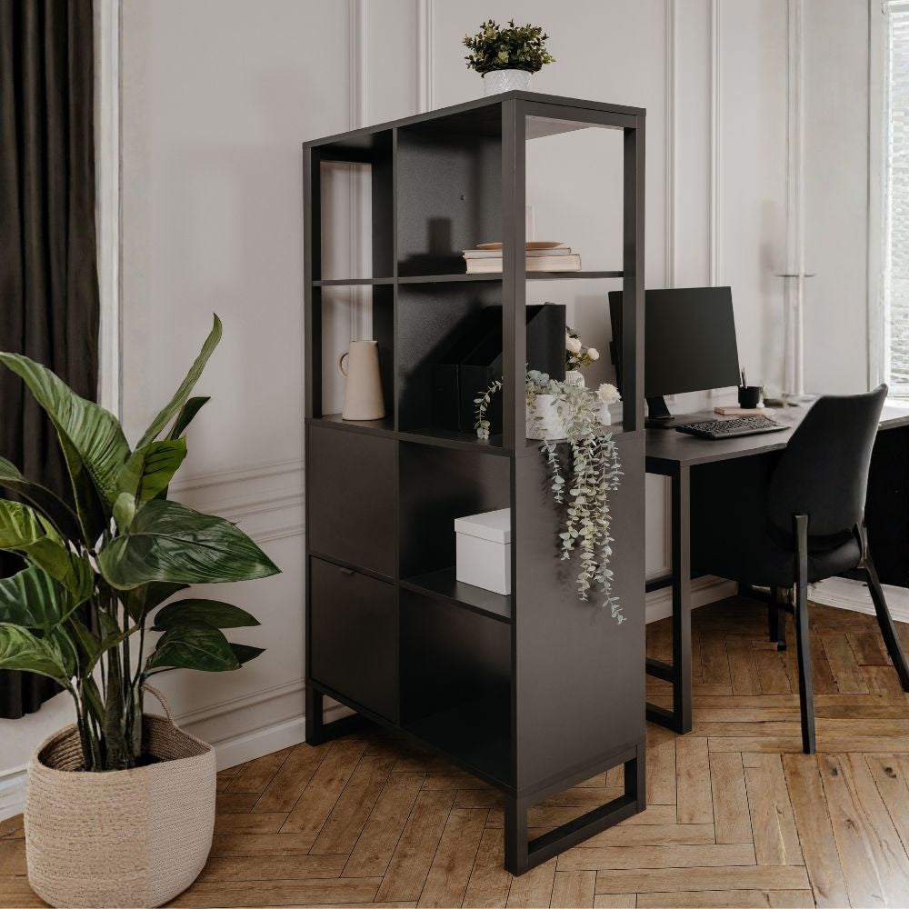 Credenza a giorno 83,5x165h cm bifacciale colore antracite - Sumatra20A