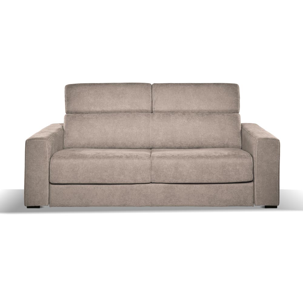 Canapé convertible 3 places avec têtières inclinables coloris taupe - Crien