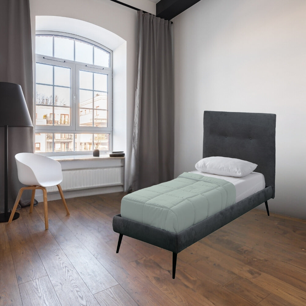 Lit simple avec sommier inclus tissu ash couleur gris - Stiletto