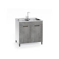Meuble sous-évier avec portes et évier deux bacs inclus couleur ciment 80 cm