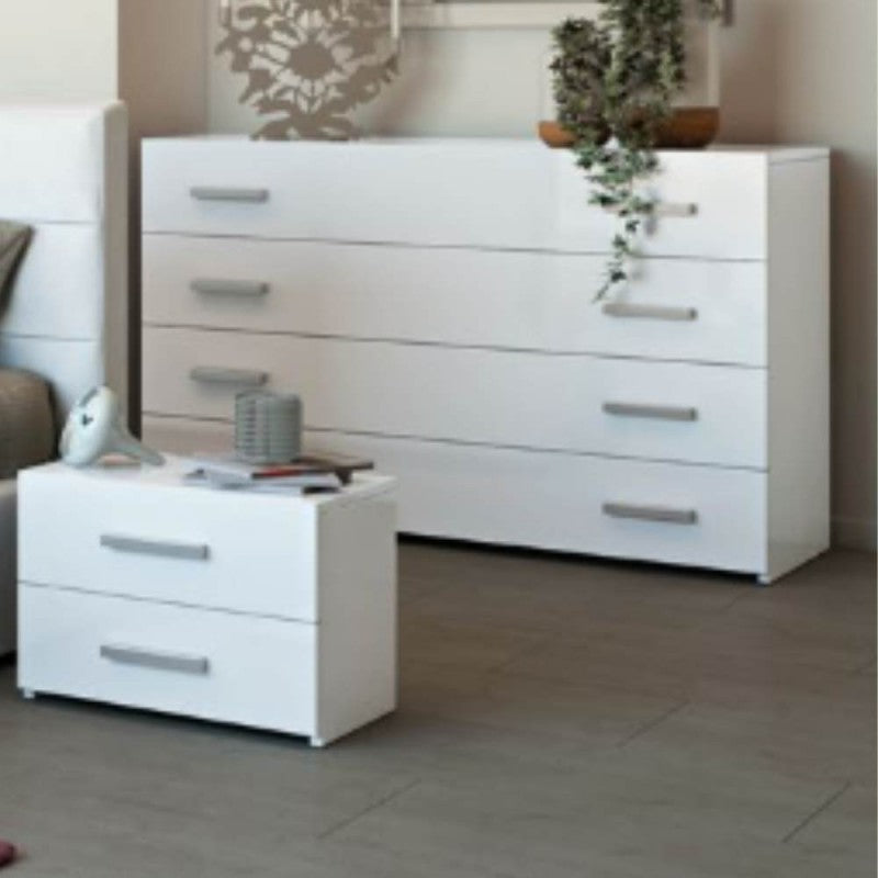 Schlafzimmer komplett in Weiß Hochglanz lackiert - Nerano