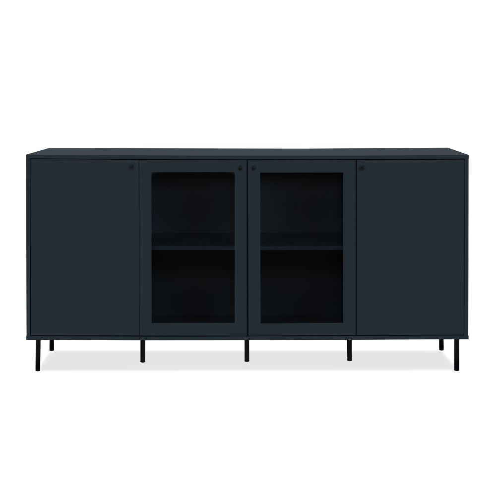 Moderne Anrichte 180cm mit Glastüren und Böden in Marineblau – Caracas