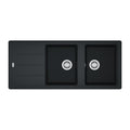 Lavello incasso 2 vasche con gocciolatoio reversibile fragranite nero 116x50 BFG621 Franke