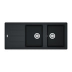 Lavello incasso 2 vasche con gocciolatoio reversibile fragranite nero 116x50 BFG621 Franke