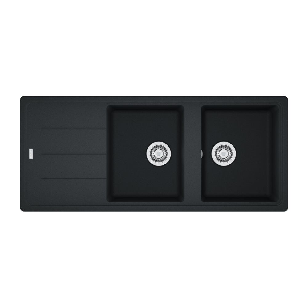 Lavello incasso 2 vasche con gocciolatoio reversibile fragranite nero 116x50 BFG621 Franke