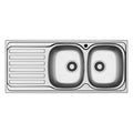 Lavello da incasso monostampo 2 vasche e gocciolatoio sinistro inox Adriatico116