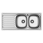 Lavello da incasso monostampo 2 vasche e gocciolatoio sinistro inox Adriatico116