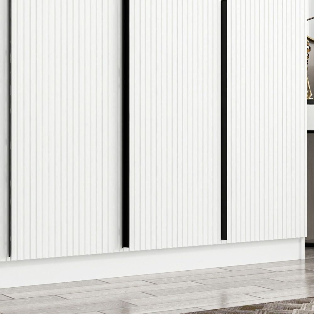 Armadio con 6 ante battenti colore bianco effetto cannettato 270x52x210H cm - Wilmy